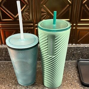 Starbucks Mint and Aqua Tumbler Duo